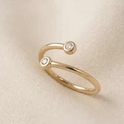 Yellow Gold Bypass Ring With Lab Grown Diamond Yellow Gold Bypass Ring With Lab Grown Diamond