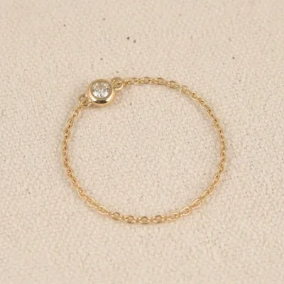 9Kt Yellow Gold Chain Ring With Lab Grown Diamond 9Kt Yellow Gold Chain Ring With Lab Grown Diamond