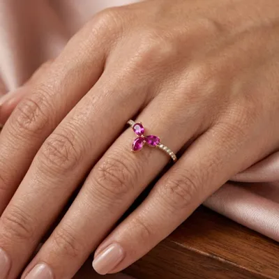 Lab Grown Diamond And Hot Pink Tourmaline 9Kt Yellow Gold Ring Lab Grown Diamond And Hot Pink Tourmaline 9Kt Yellow Gold Ring