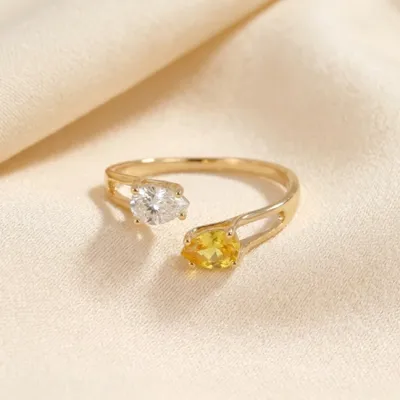 9Kt Yellow Gold Ring Lab Grown Diamond And Yellow Sapphire 9Kt Yellow Gold Ring Lab Grown Diamond And Yellow Sapphire