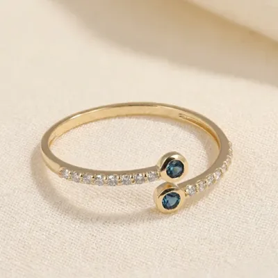 London Blue Topaz 9Kt Yellow Gold Ring With Lab Grown Diamond London Blue Topaz 9Kt Yellow Gold Ring With Lab Grown Diamond