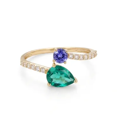 9Kt Gold Tanzanite Ring Lab Grown Diamond, Columbia Emerald 9Kt Gold Tanzanite Ring Lab Grown Diamond, Columbia Emerald