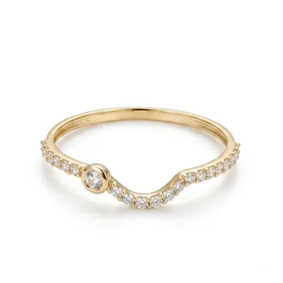 Handcrafted 9Kt Yellow Gold Delicate Ring: Lab Grown Diamond Handcrafted 9Kt Yellow Gold Delicate Ring: Lab Grown Diamond