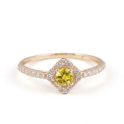 18Kt Gold Ring Lab Grown Diamond and Yellow Sapphire 18Kt Gold Ring Lab Grown Diamond and Yellow Sapphire