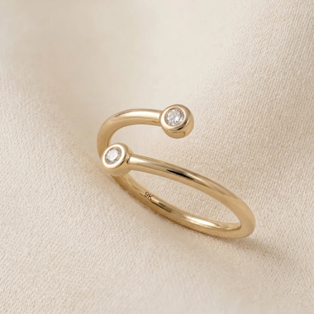Yellow Gold Bypass Ring With Lab Grown Diamond Yellow Gold Bypass Ring With Lab Grown Diamond