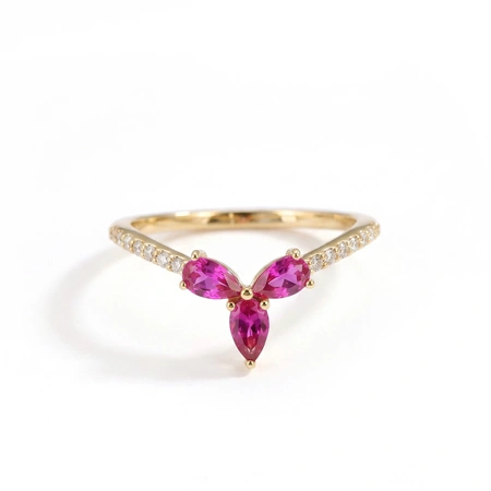 Lab Grown Diamond and Hot Pink Tourmaline 9Kt Yellow Gold Ring Lab Grown Diamond and Hot Pink Tourmaline 9Kt Yellow Gold Ring